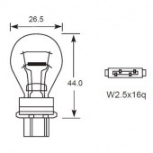 P27/7W W2.5x16Q: P27/7W Black base double filament 27/7W bulb with 26mm diameter globe from £0.01 each